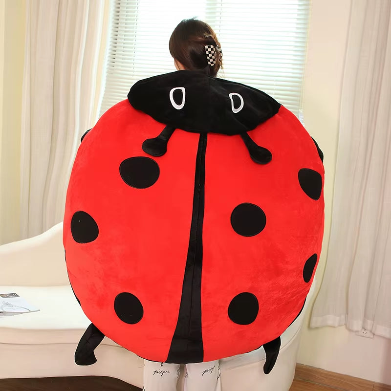 100cm Giant Ladybug Plush Toy – Wearable Insect Pillow, Soft Stuffed Animal for Cosplay, Parties, Sleep & Gifts