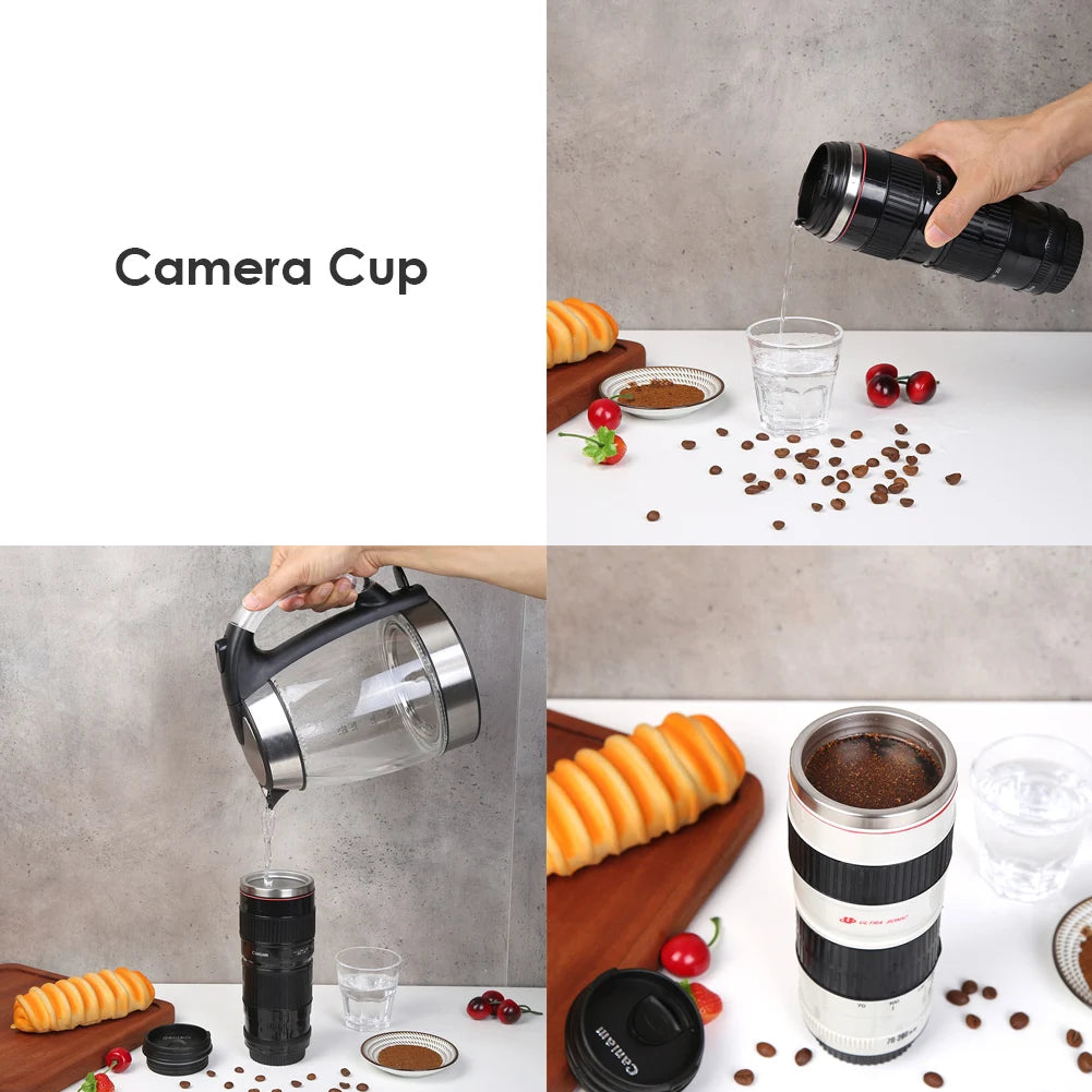Stainless Steel SLR Camera Mug - Creative Emulation Coffee Cup for Photography Lovers (50-400ml)