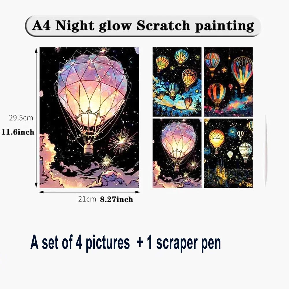 DIY Luminous Scratch Painting Set – Fun Educational Art Toy (4pcs)