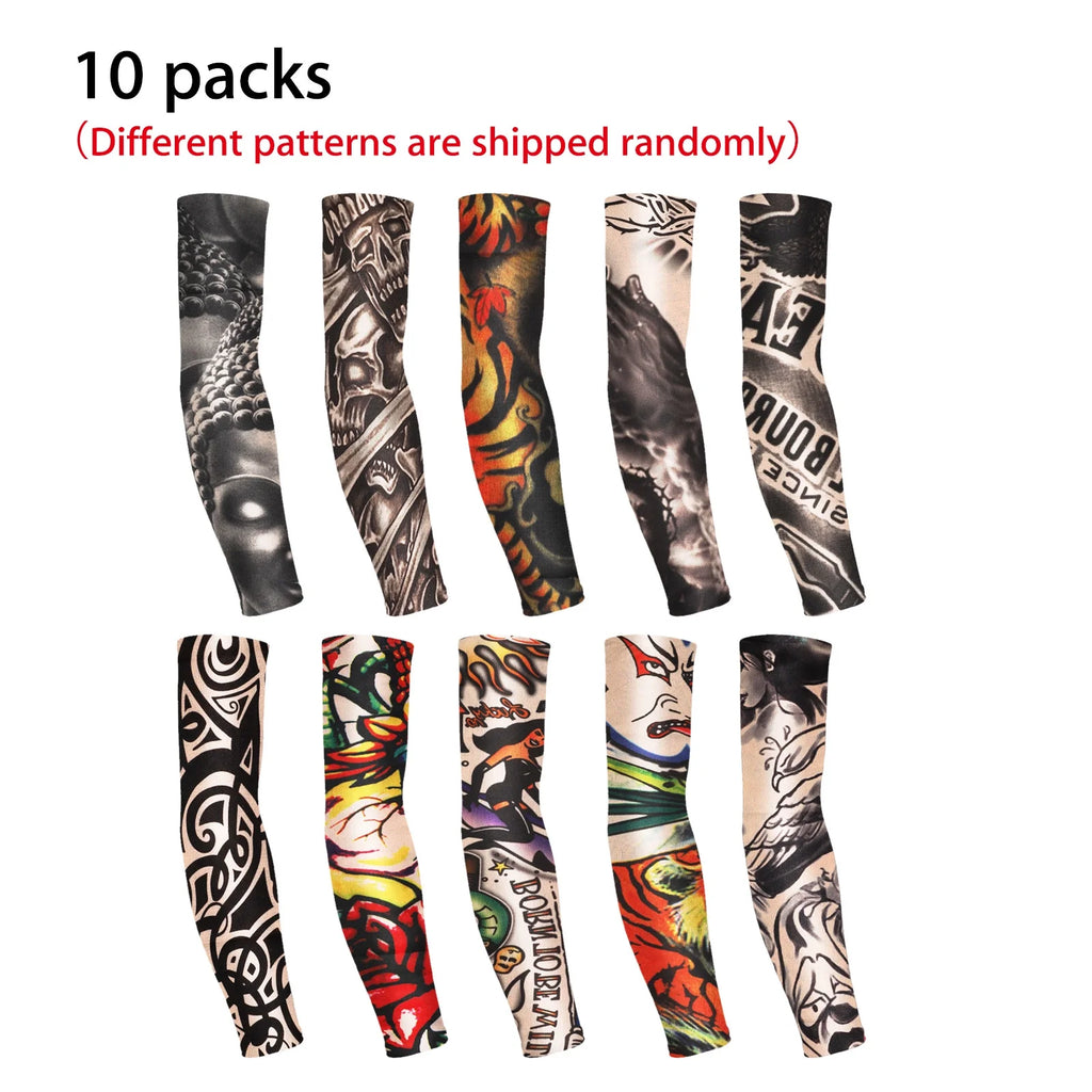 Stylish Cooling Arm Sleeves – 10pcs UV Protection UPF 50 Designs for Sports & Costumes