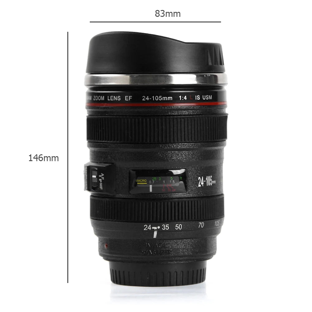 Stainless Steel SLR Camera Mug - Creative Emulation Coffee Cup for Photography Lovers (50-400ml)