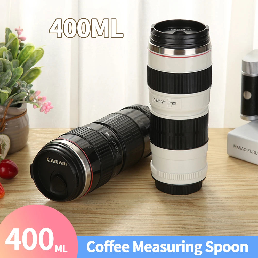 Stainless Steel SLR Camera Mug - Creative Emulation Coffee Cup for Photography Lovers (50-400ml)
