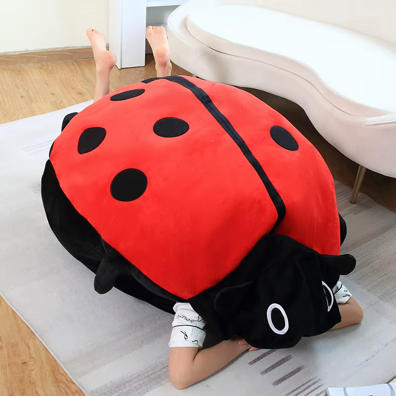 100cm Giant Ladybug Plush Toy – Wearable Insect Pillow, Soft Stuffed Animal for Cosplay, Parties, Sleep & Gifts