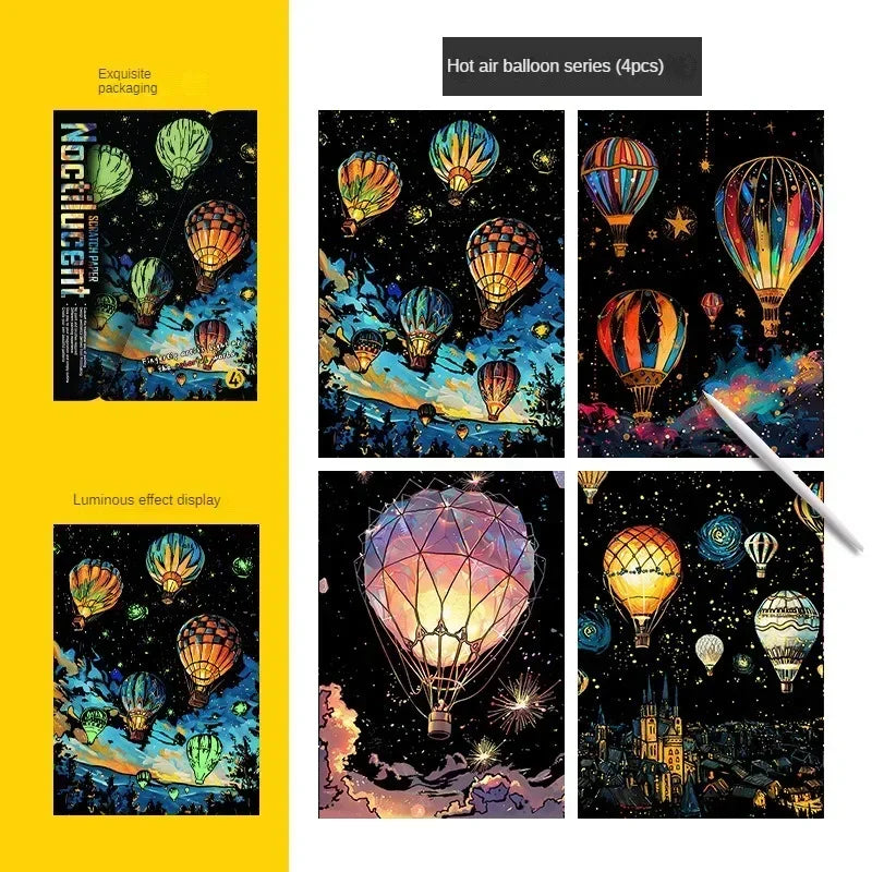 DIY Luminous Scratch Painting Set – Fun Educational Art Toy (4pcs)