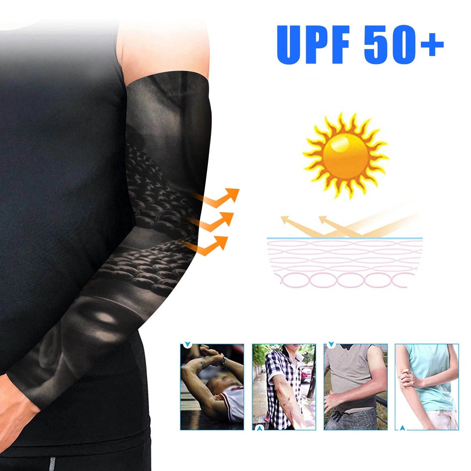 Stylish Cooling Arm Sleeves – 10pcs UV Protection UPF 50 Designs for Sports & Costumes