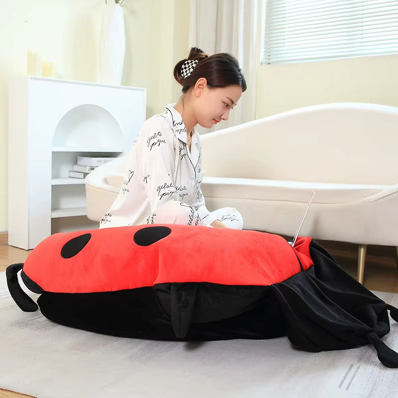 100cm Giant Ladybug Plush Toy – Wearable Insect Pillow, Soft Stuffed Animal for Cosplay, Parties, Sleep & Gifts