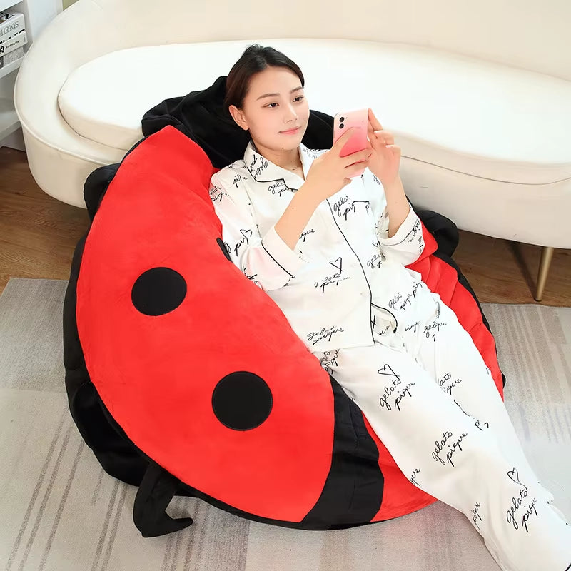 100cm Giant Ladybug Plush Toy – Wearable Insect Pillow, Soft Stuffed Animal for Cosplay, Parties, Sleep & Gifts