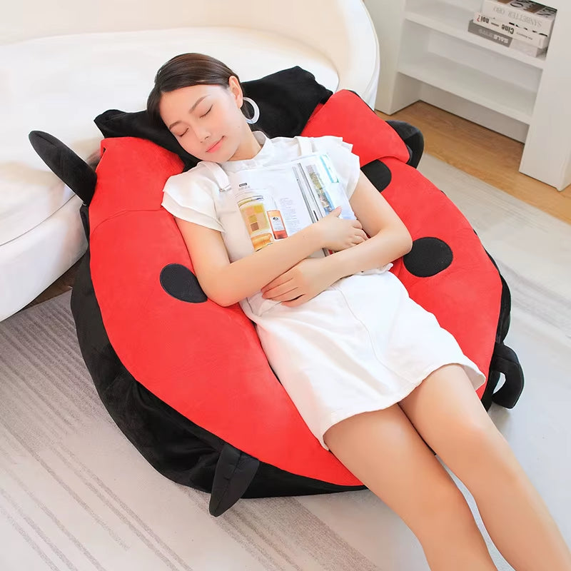 100cm Giant Ladybug Plush Toy – Wearable Insect Pillow, Soft Stuffed Animal for Cosplay, Parties, Sleep & Gifts
